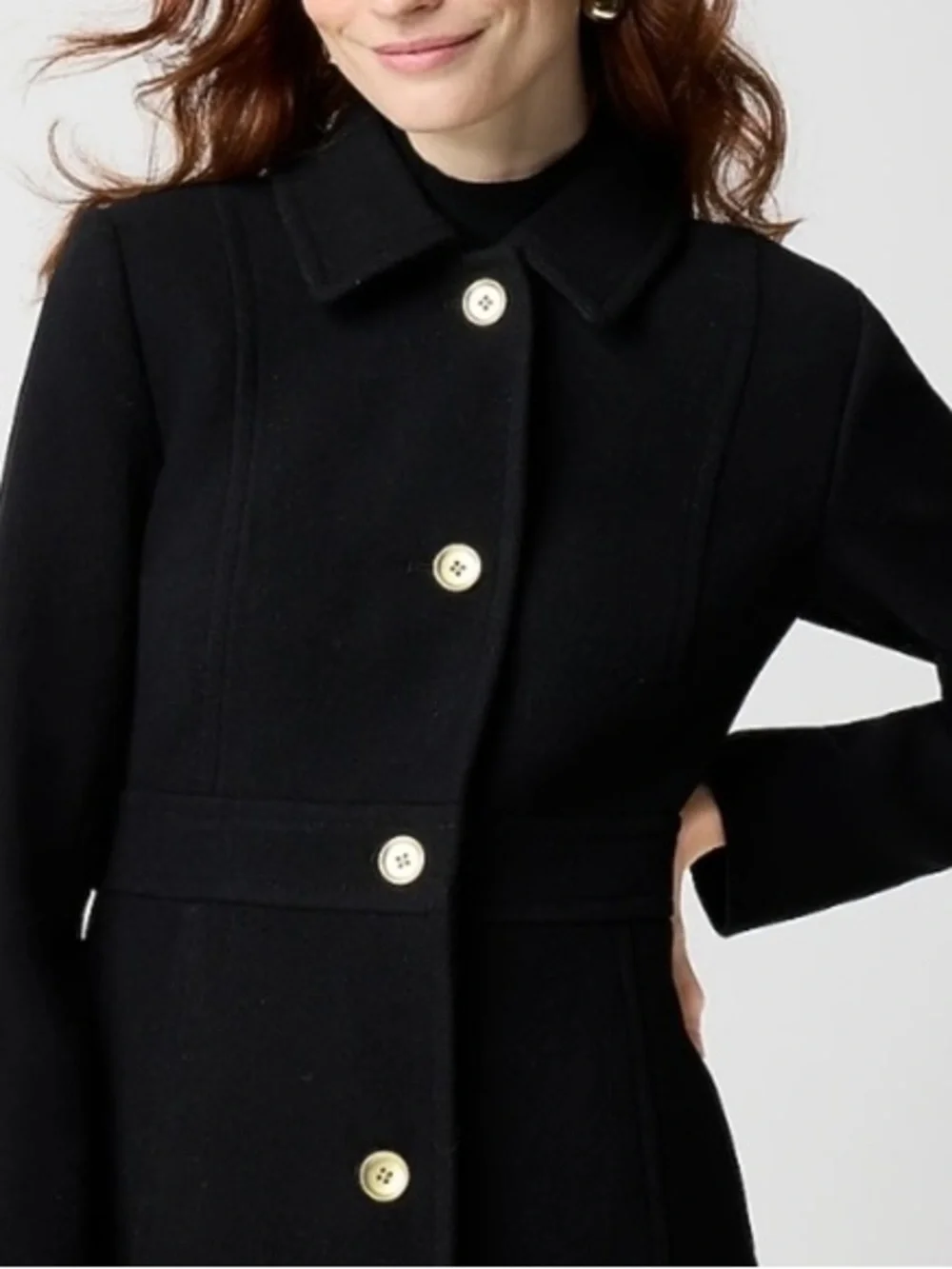 J.Crew Factory Wool-Blend Lady Day Coat Women's Size 8 Black - Picture 2 of 6
